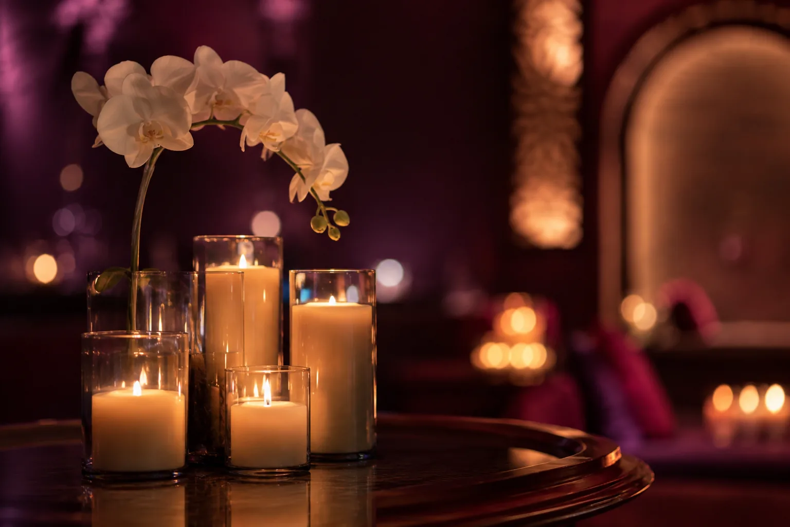 Mum ve orkide düzeni — Lila Spa, Esenyurt misafirlerine hizmet veren salon